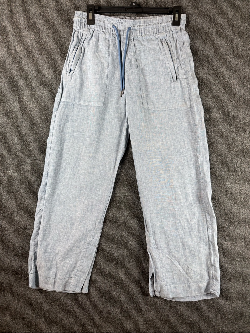 Athleta Retreat Linen Wide Leg Pants Womens 0P Blue Drawstring Petite 533474